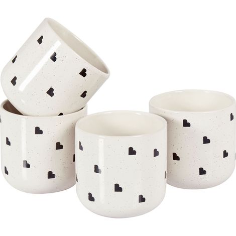 Set of 4 Mugs ANNISE Stoneware Off-White (1/5)