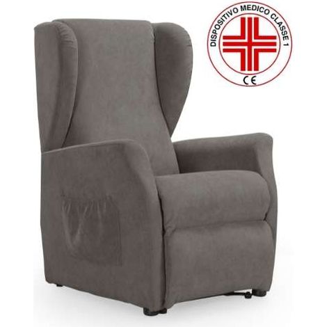 Domo Mea Poltrona Reclinabile Viki in Tessuto Grigio Idrorepellente - 73x85x105 cm (1/4)