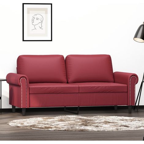 Sofá de 2 plazas de cuero sintético rojo vino 140 cm vidaXL (1/5)