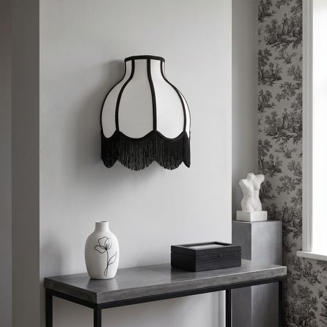 Aplique de Pared Blanco con Flecos Negros  Serie NALA II (1/5)