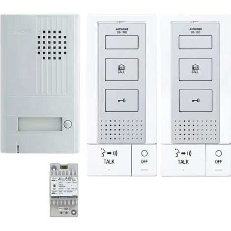Aiphone - Kit portier audio 2 fils platine saillie Alu 1 bouton 1 transformateur 2 postes intercommunication - DB2INT