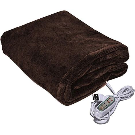 Manta eléctrica portátil USB de viaje, lavable a máquina, para sofá cama, 3 niveles, cálida para invierno, suave y afelpada, para coche o camping. (1/5)