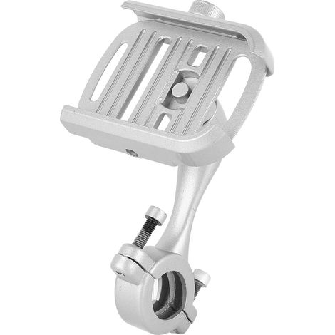 Support téléphone moto en aluminium, rotation 360°, fixation vélo pour navigation, compatible plupart smartphones, argent, style cycliste (1/5)