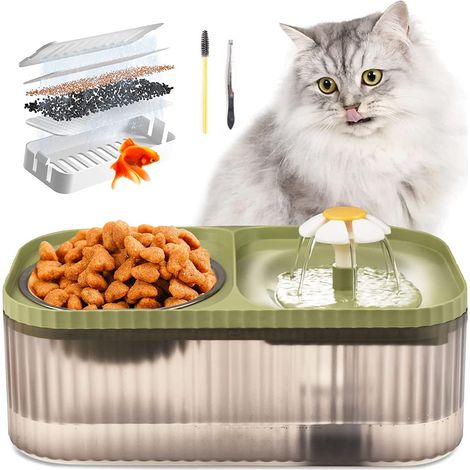 Ultraleiser automatischer Katzenbrunnen, Futterspender für Haustiere, intelligente Hundebrunnenpumpe, 3 l mit Filter, grün