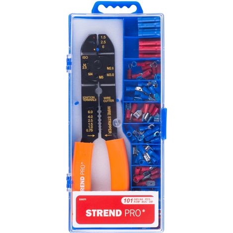 Zange Strend Pro AWS 302, Abisolierzange + Satz 100 Stk. Elektriker-Endhülsen (1/4)