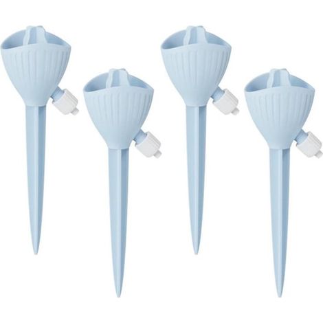 Kit de riego por goteo azul (4 piezas) - Flujo de agua ajustable - Universal para botellas de 28-30 mm - Fácil de usar - Ideal para plantas de interior y vacaciones (1/5)