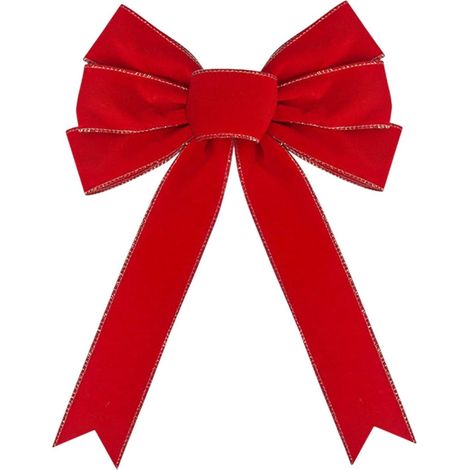 Nœud Décoratif - Ruban Velours Rouge - Pour Arbre de Noël Guirlande Couronne Maison - 24,5 x 35 cm - 1 Pièce (1/5)