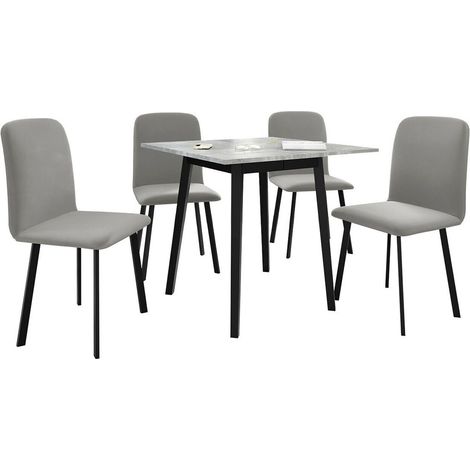 Conjunto de mesas y sillas para comedor Edmond 116, Mármol gris + Negro, 77x85x85cm, Diámetro: 0, Número de asientos: 4, Estilo: Contemporary (1/5)