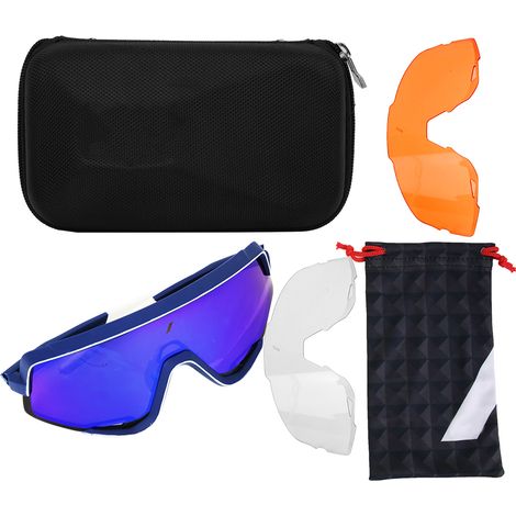 Ortviai Lunettes de Vélo Outdoor pour VTT – Monture Bleue & Verres Polarisés Bleus – Protection UV 100 % – Lunettes de Protection (1/5)