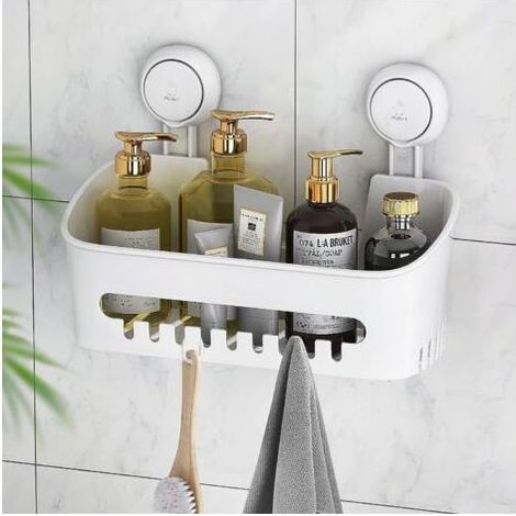Duschablagekorb mit Saugnapf, herausnehmbarer, robuster Organizer, Tragkraft bis zu 10 kg, Badezimmer-Organizer (1/5)