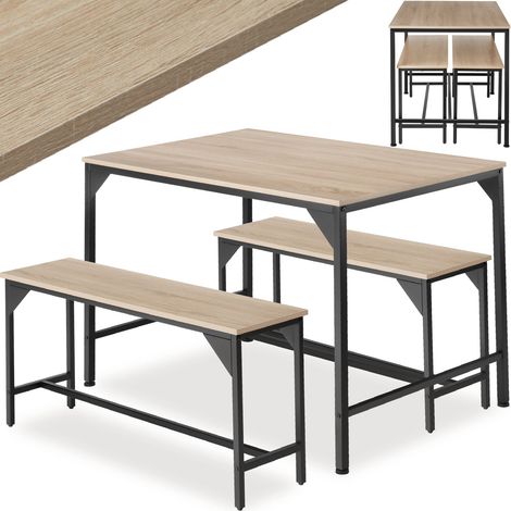 Lot chaises de salle à manger 3 pièces bois et acier clair