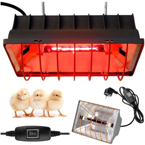 1 Lampe chauffante, 175 W, lumière rouge infrarouge, thermostatique automatique, ABS, pour poussins et poulailler (1/5)