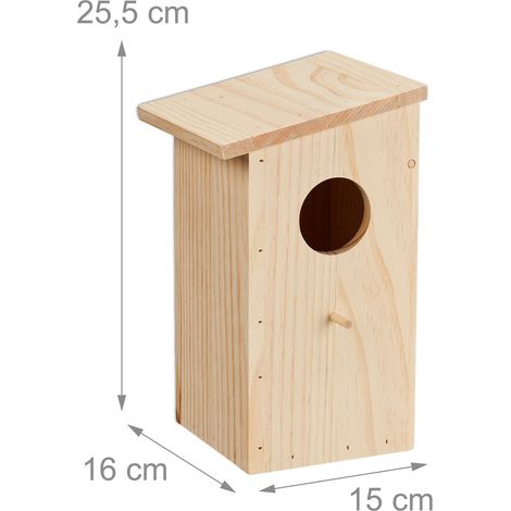 Nido per uccelli da esterno facile da pulire giardino balcone 30 x 20 x 20 cm in legno di pino naturale 130014336