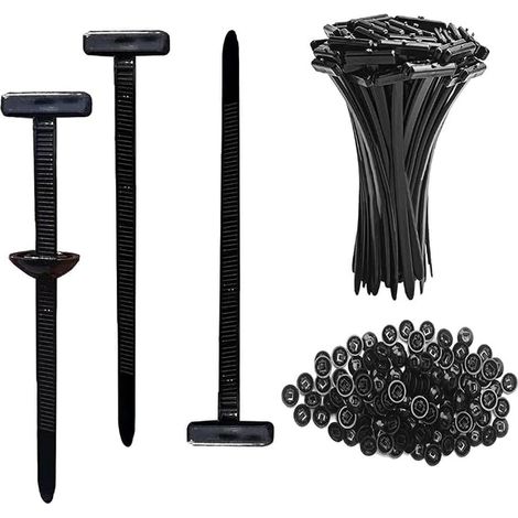 Attaches Autobloquantes en Nylon Serre Cables Fixation pour Piquets de Jardin Piquet Bordure Jardin Piquet Ancrage Sardines de Fixation Ancrage au Sol Clous Noir (1/5)