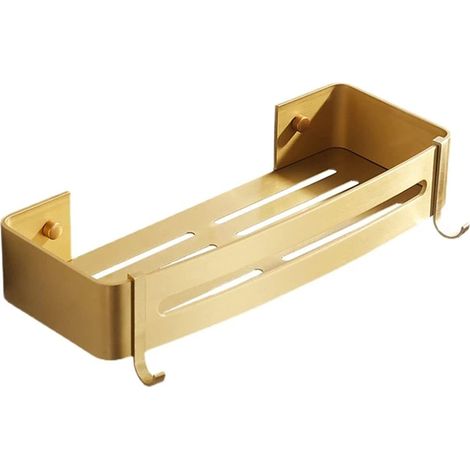 Bathroom Shelf Shower Wall Mounted Corner Basket Shampoo Storage Square Golden (1/5)