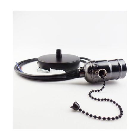 Light Holder, Support De Lampe De Suspension E27 Vintage avec Base à Lampe pour ChaîNe à Tirette MontéE Au Plafond(Noir Perle) (1/5)
