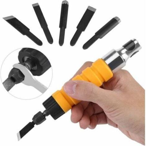 Découpeuse électrique pour bois – Couteau de gravure professionnel avec 5 lames interchangeables et clé de réglage incluse (1/4)