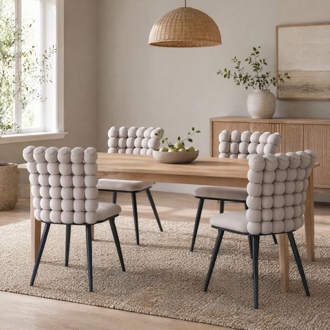 MEUBLIV Chaise de salle à manger 2 pièces gris clair – velours, pieds métal noir (1/5)