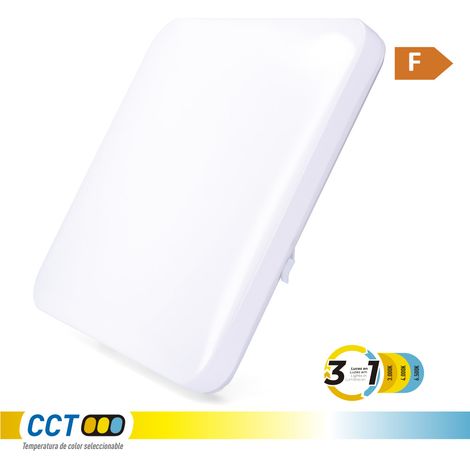 Aplique led cuadrado extraplano de superficie 24 w 3cct 2490 lm 37 x 37 x 6,7 cm