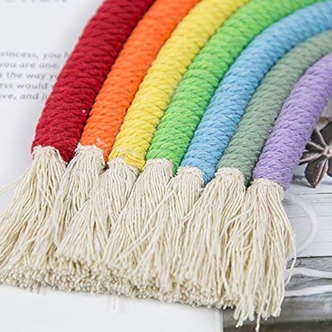 Tapisserie tissée, petite tapisserie murale artistique - Décoration murale - Corde macramé en fil de coton tressé (7 brins) pour appartement, chambre d'étudiant ou maison (1/3)