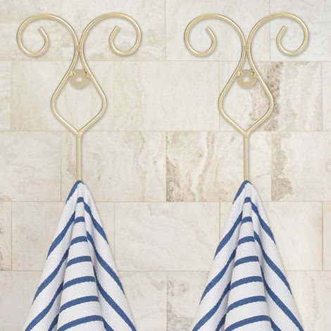 2er-Set Wandhaken für Badezimmer und Küche, Türhaken, Bilderhaken, Handtuchhalter, Kleiderhaken, Huthalter, Gold (1/5)