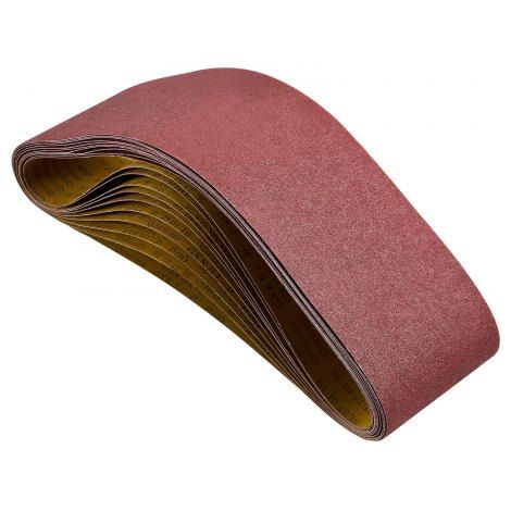 Bande Abrasive, 152 x 1219 mm, Bande de Ponceuse, Grain 80, Lot de 10 Bandes Abrasives en Oxyde d'Aluminium pour Ponceuses à Bande, Travail Ponçage du Bois, Acier, Aluminium, Métaux Non Ferreux (1/3)