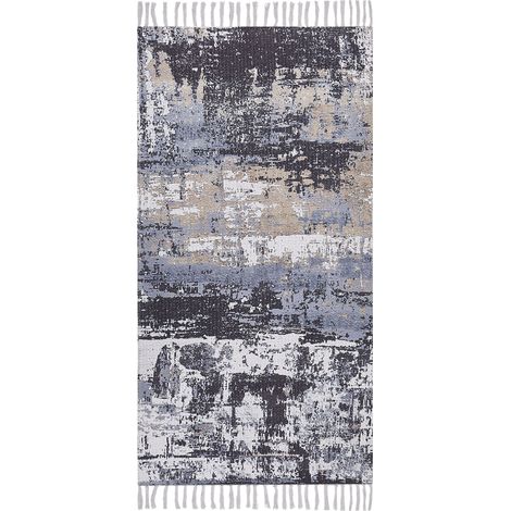 Tappeto multicolore motivo astratto in cotone fatto a mano 80 x 150 cm Konakli (1/5)