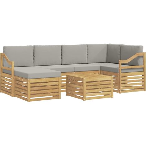 vidaXL Ensemble de canapés d'extérieur 7 pc Blanc et gris clair