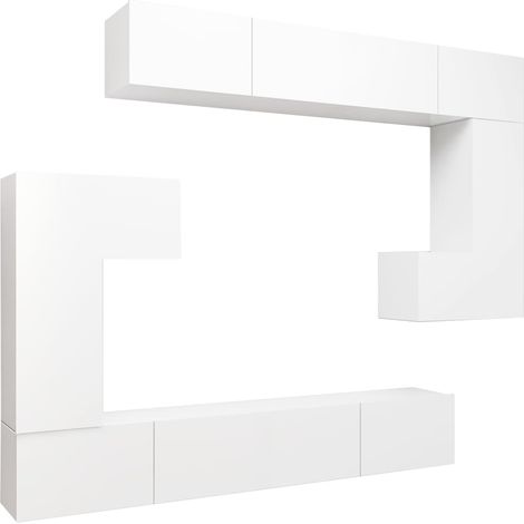 Conjunto de muebles mueble aparador TV televisión salón dormitorio salón 8 piezas blanco madera contrachapada 020025230 (1/5)