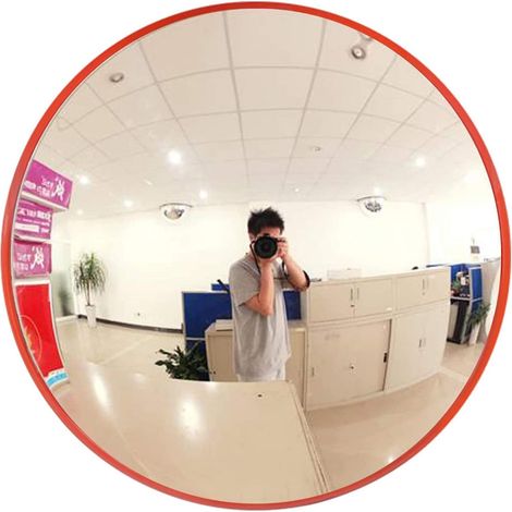 Miroir de signalisation convexe - Diamètre 30 cm - Pour allées, parkings, garages, entrepôts, montage mural, facile à installer, miroir de sécurité (1/5)