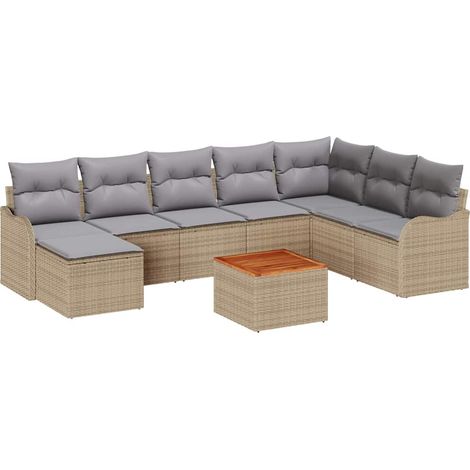 Set Divano da Giardino 9 pz Beige e Grigio Chiaro polyrattan vidaXL (1/5)
