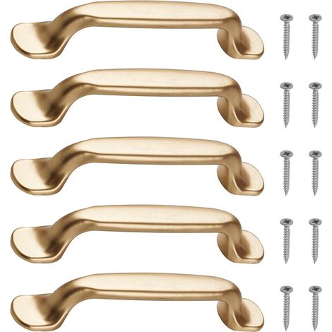 Tiradores dorados para muebles (5 unidades), distancia entre orificios de 96 mm, estilo vintage, de aleación de aluminio, con tornillos, para muebles y cajones. (1/3)