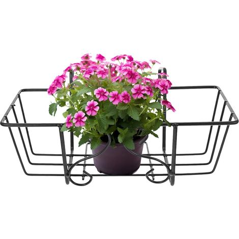 Pot De Fleurs à Suspendre en Forme De Balcon Rectangulaire pour Extérieur en Fer Noir, Jardinière en Fer étagère à Plantes Suspendue pour Balcon Porte pour Rangement Intérieur Et Décoration (1/5)