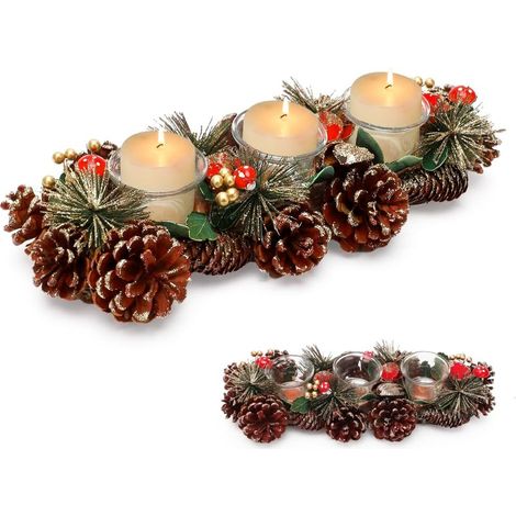 Couronne de l'Avent allongée, Bougeoir Noël pour 3 bougies, Porte-bougie, Bouquet d'Avent, Porte-bougies XL pour l'Avent, Barre de bougies comme décoration de table (1/5)