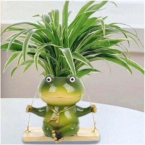 Statue de jardin Grenouille - Jardinière de 6 pouces, Jardinière suspendue pour plantes d'intérieur, Décoration intérieure, Petite maison, Décoration extérieure mignonne