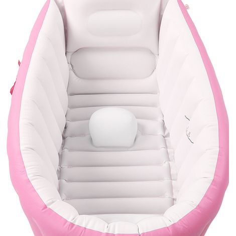 Baignoire gonflable pour bébé avec pompe à air, indicateur de niveau d'eau, fond antidérapant, pliable, rose. (1/5)