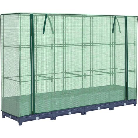 Jardinière Lit surélevé avec housse de serre aspect rotin 160 x 40 x 123 cm (1/5)