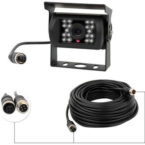 Camera arrière 12 V-24 V 4 Broches à 18 LEDs IR, étanche, Vision de Nuit, 4 Broches, câble pour Voiture/Bus/Camion/remorque/Caravane/Camping-Car