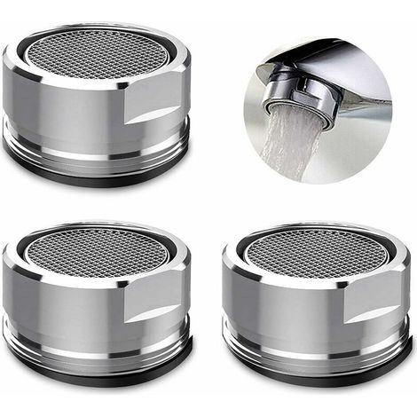 RHG Mousseur et brise-jet pour robinet -3 Pièces Mousseur Robinet, Aerateur Robinet Filtre Robinet avec Joint D'étanchéité Pour Cuisine, Salle de Bain - Argent (Diamètre extérieur 24MM) -