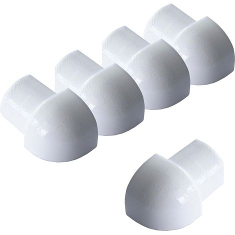 Dalsys Angle extérieur pour rail de carrelage aluminium (anodisé) Profilé en quart de cercle, profilé pour carrelage - 10mm, 5 pièces Blanc