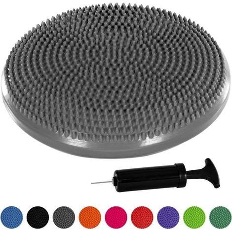 Coussin d'équilibre et d'assise gonflable MOVIT - Gris - 33cm x 7cm - PVC - Yoga - Fitness (1/4)