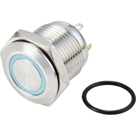 TRU COMPONENTS TC-10090920 GQ16F-10E/J/B/24V/S Bouton-poussoir antivandalisme 48 V/DC 2 A 1 x Off/(On) à rappel bleu IP (1/2)