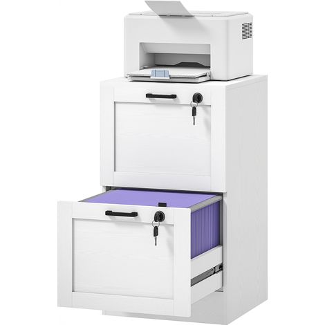 2-Drawer Filing Cabinet  Lock - White (1/5)