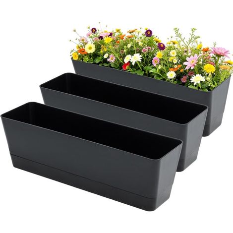 Lot de 3 jardinières de fenêtre de 40,6 x 9,6 cm (1/5)