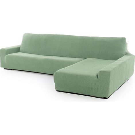 Housse de canapé d'angle Super élastique avec accoudoir Long Droit Vue de Face modèle Turquoise Protecteur en Tissu Jacquard Toucher Coton (1/5)