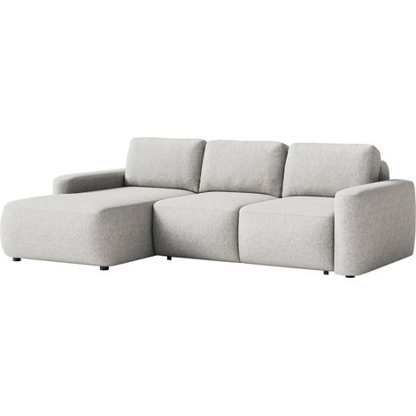 Selsey Carnos Mini – Ecksofa mit Schlaffunktion, Ottomane links, Chenille pflegeleicht, Graubeige (1/5)
