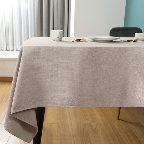 Nappe rectangulaire impermeable Beige 140 x 180 cm Aspect Lin Tissu (1/5)