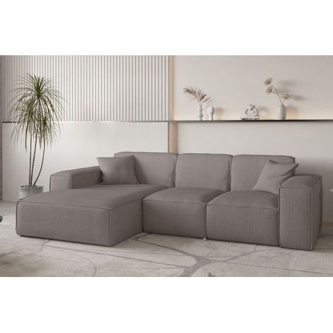Ecksofa Designersofa CELES PREMIUM in Stoff Scala Taupe Ottomane Links (1/4)