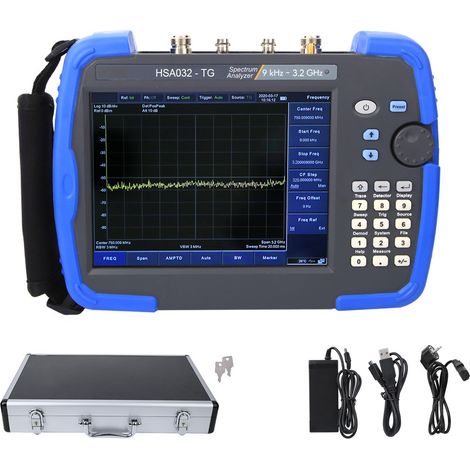 Analyseur de spectre portable HSA032(TG) 9kHz-3,2GHz, équipement de mesure RF avec prise UE 100-240V, outil professionnel pour test de fréquence et diagnostic de signaux. (1/5)