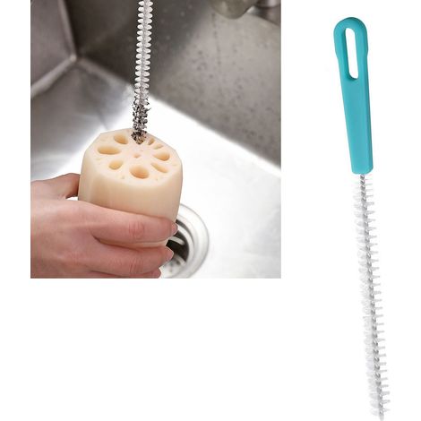 Brosse de débouchage en nylon et plastique, mini brosse extra longue pour nettoyer les tuyaux et les bouteilles. (1/5)